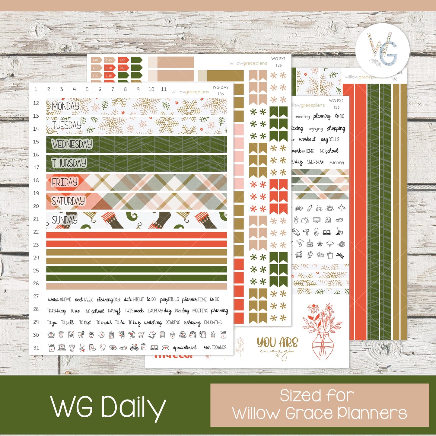 Willow Grace Planner Stickers - Daily Planner Stickers | WGD-136