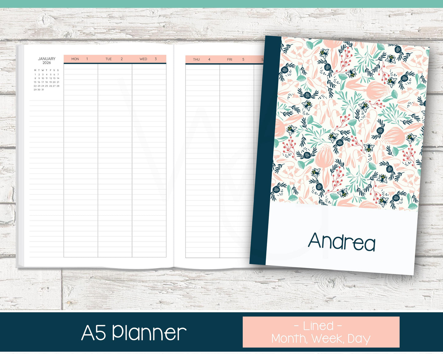 Complete Vertical Planner | Month, Week, Day Planner | Lined Layout | Summer Dreams