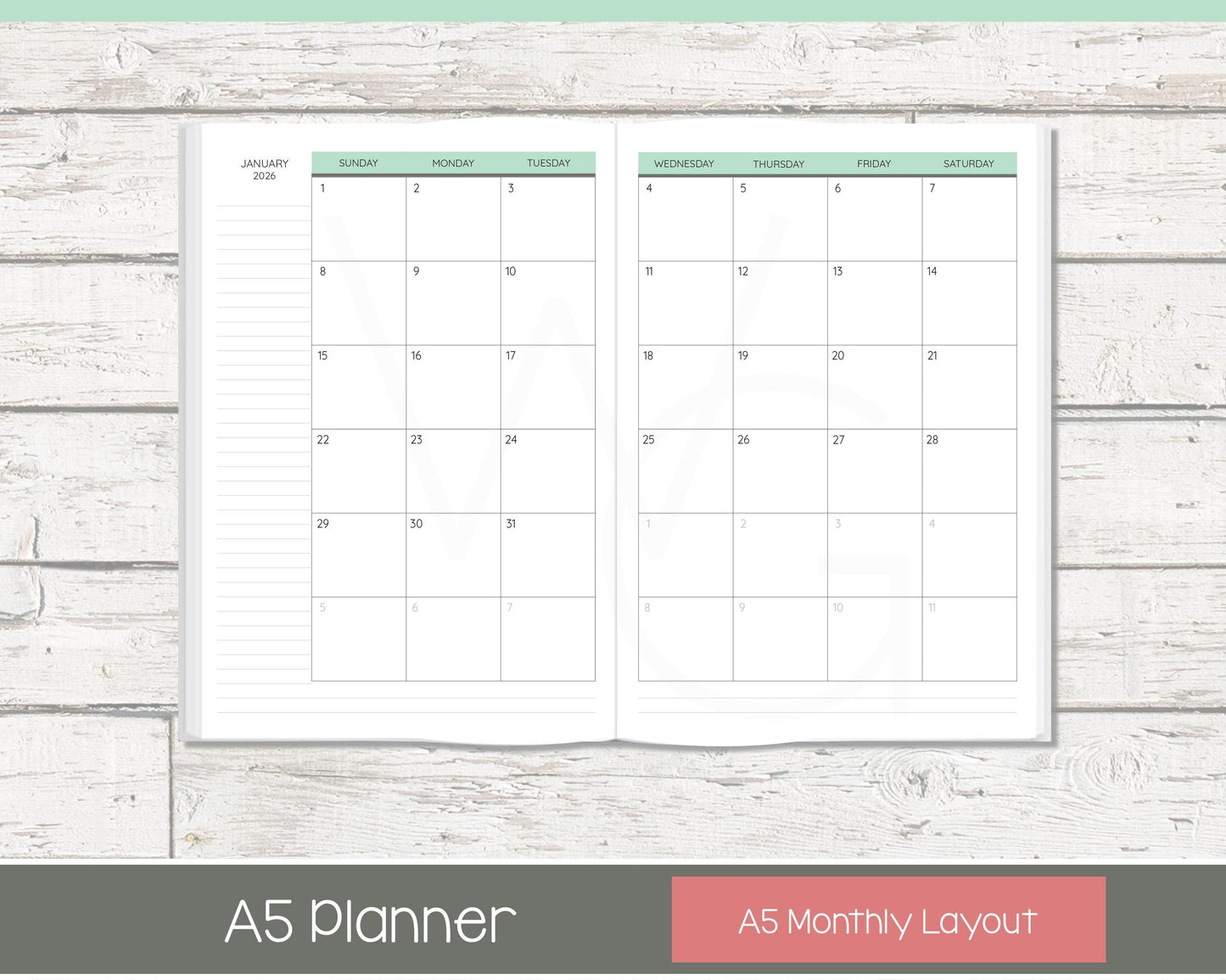 Weekly Personalized Planner | Compact Vertical Weekly Planner | Lined Layout | Shabby Chevron