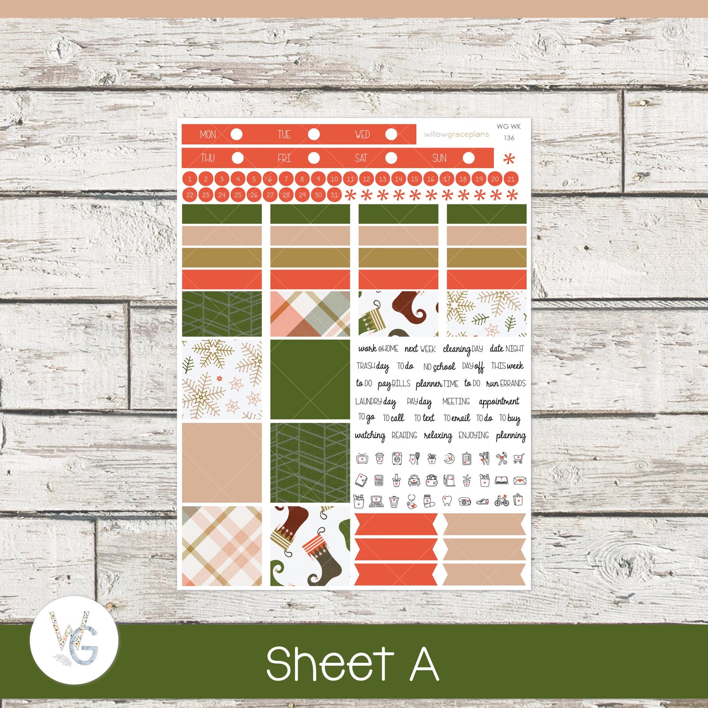 Willow Grace Planner Stickers - Weekly Planner Stickers | WGW-136