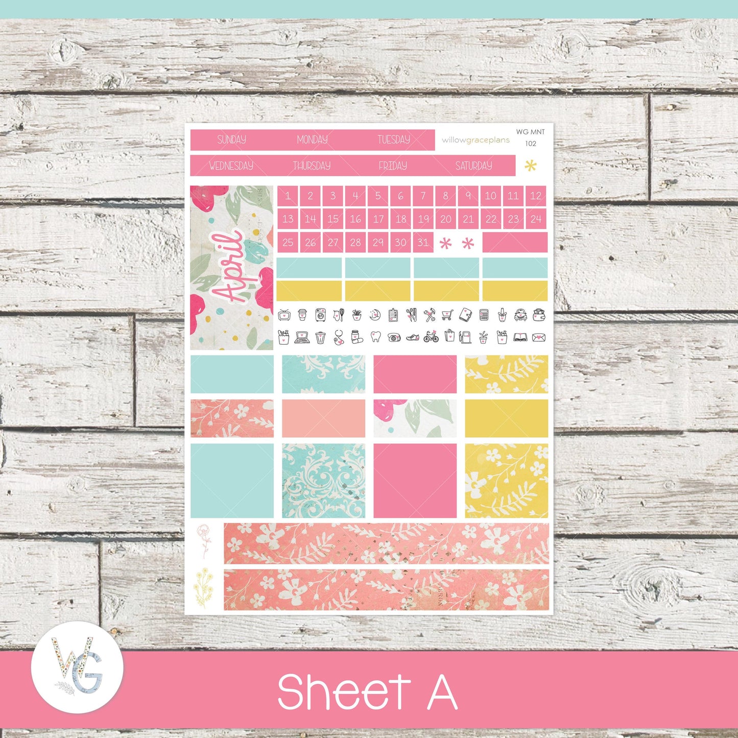 Willow Grace Planner Stickers - Monthly Planner Stickers | WGM-102