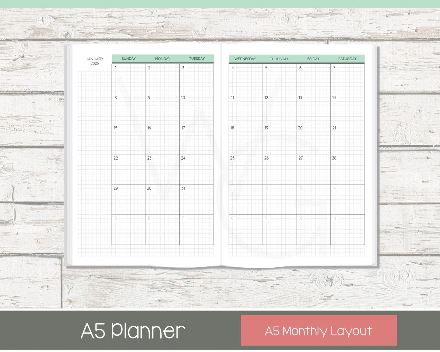 Personalized Day Planner | Day Planner | Grid Layout | Shabby Chevron