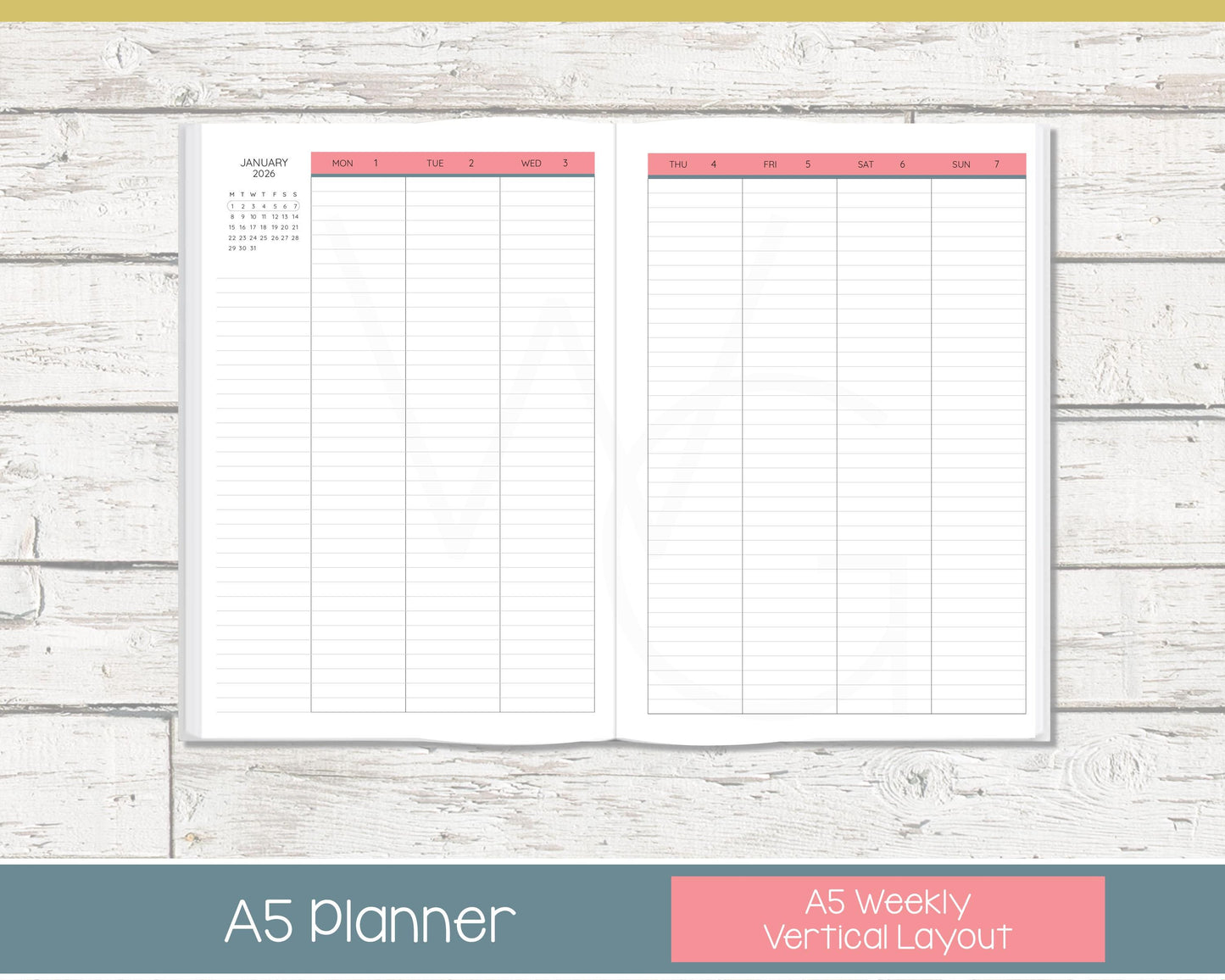 Weekly Personalized Planner | Vertical Weekly Planner | Lined Layout | Chevron Rainbow