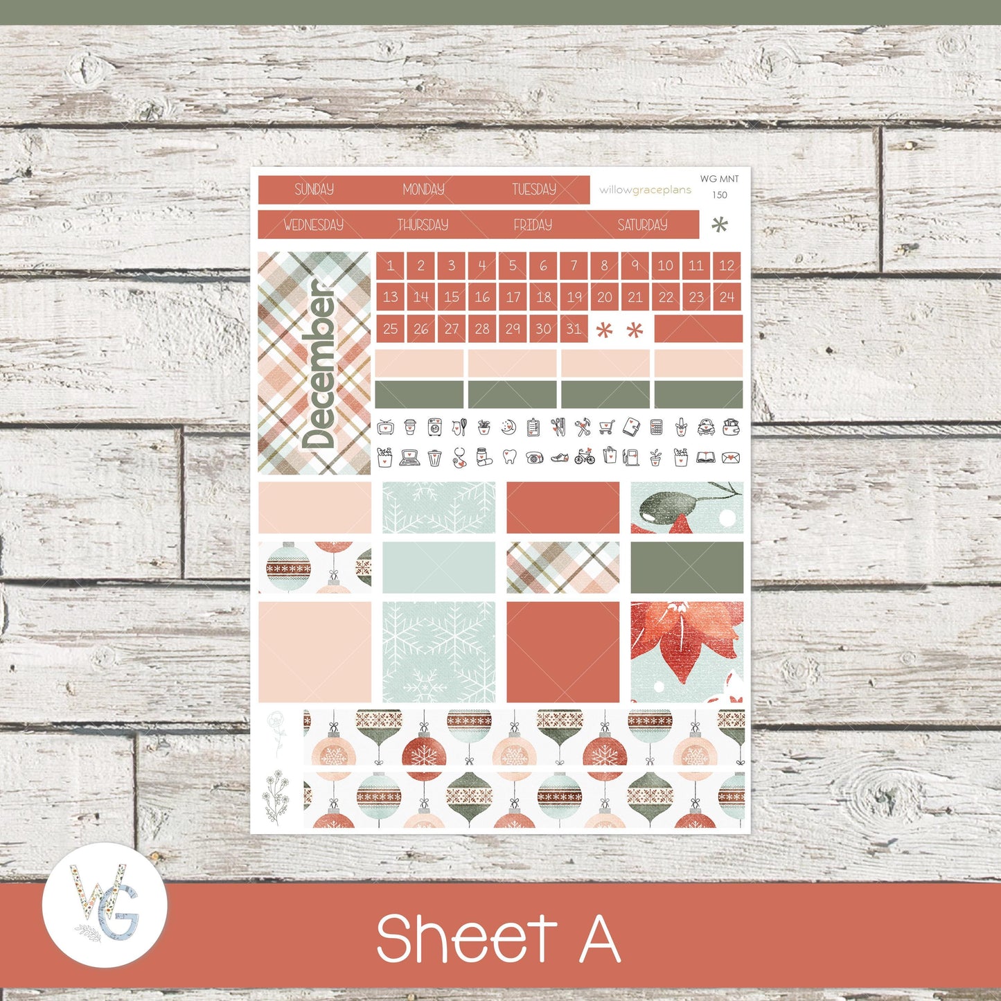 Willow Grace Planner Stickers - Monthly Planner Stickers | WGM-150