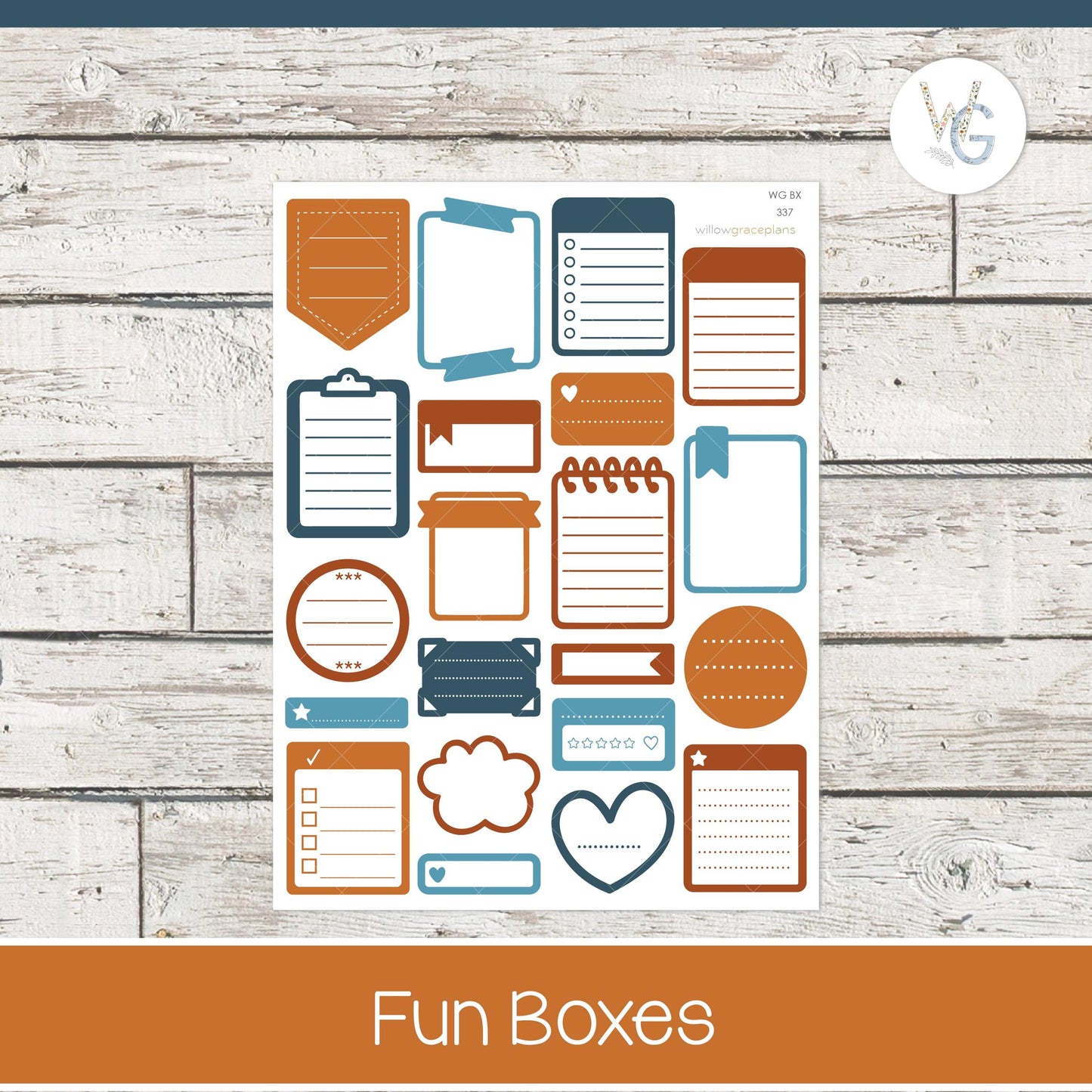 Fun Boxes - Planner Stickers - Willow Grace Planner Stickers | B-337