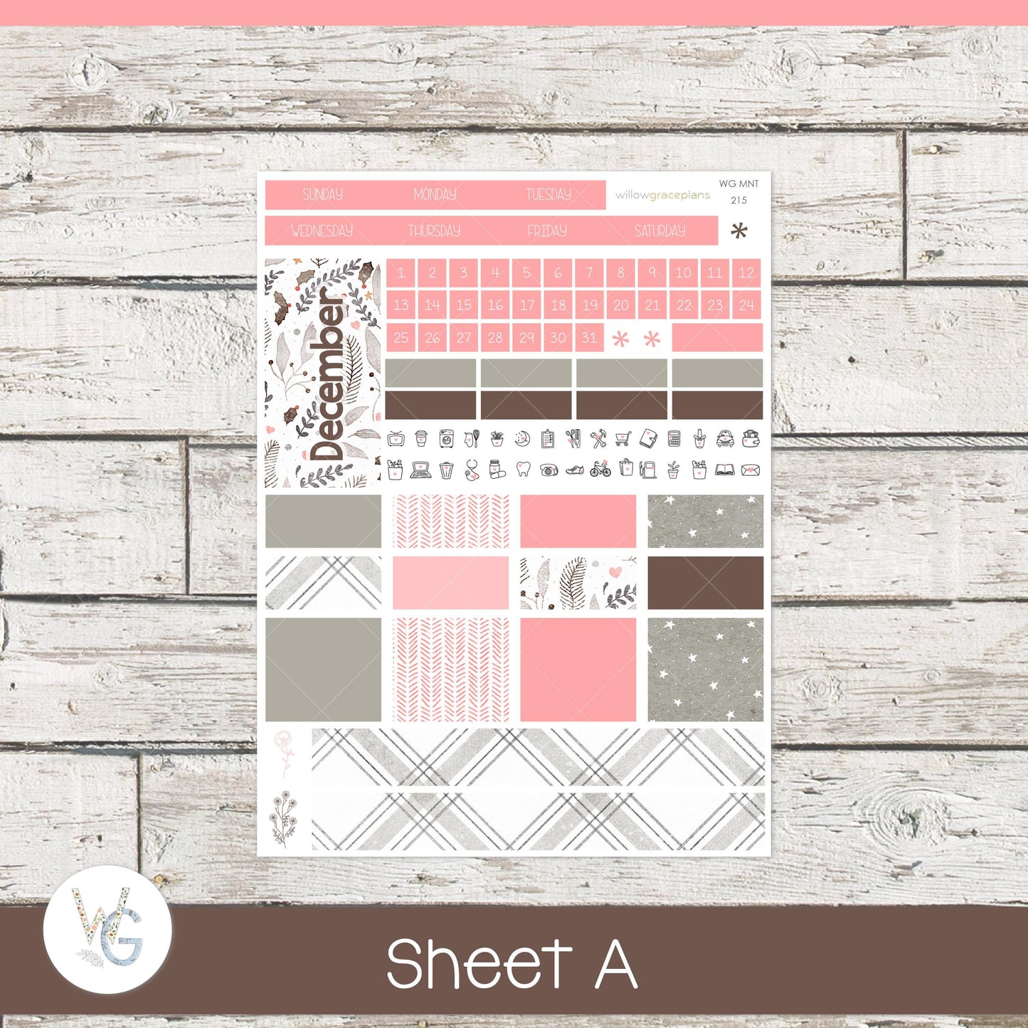 Willow Grace Planner Stickers - Monthly Planner Stickers | WGM-215