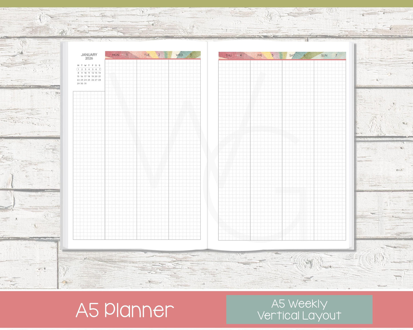 Complete Vertical Planner | Month, Week, Day Planner | Grid Layout | Shine On