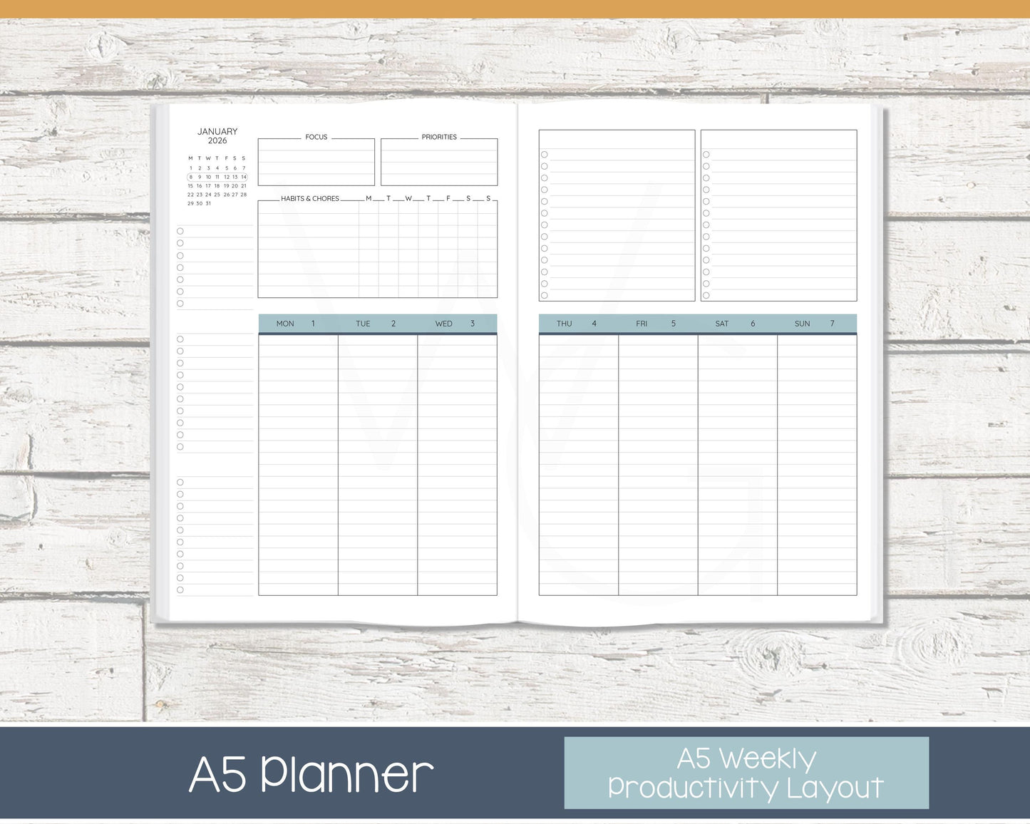 2026 Weekly Planner | Productivity Weekly Planner | Lined Layout - Colorful  | Meadow RTS
