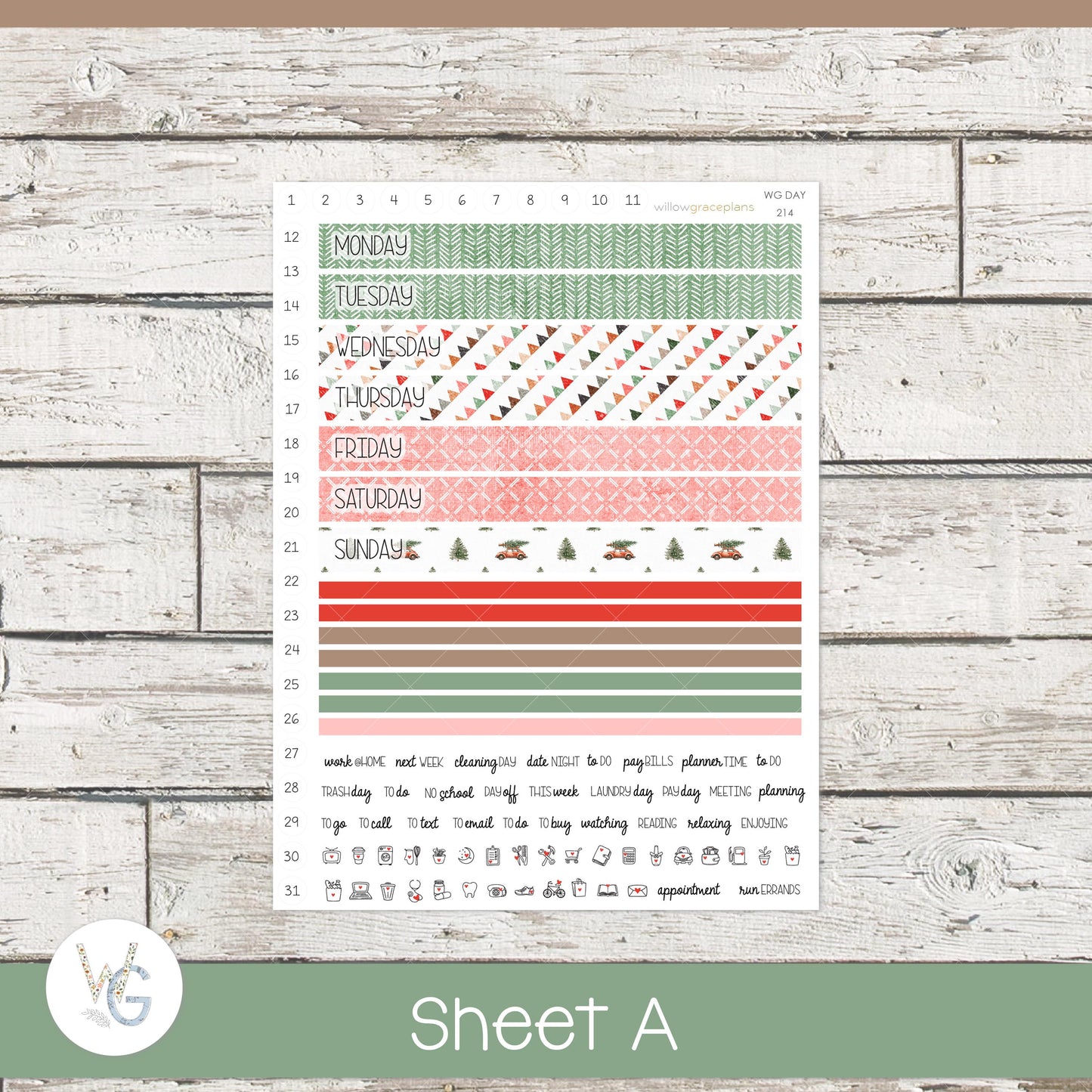 Willow Grace Planner Stickers - Daily Planner Stickers | WGD-214