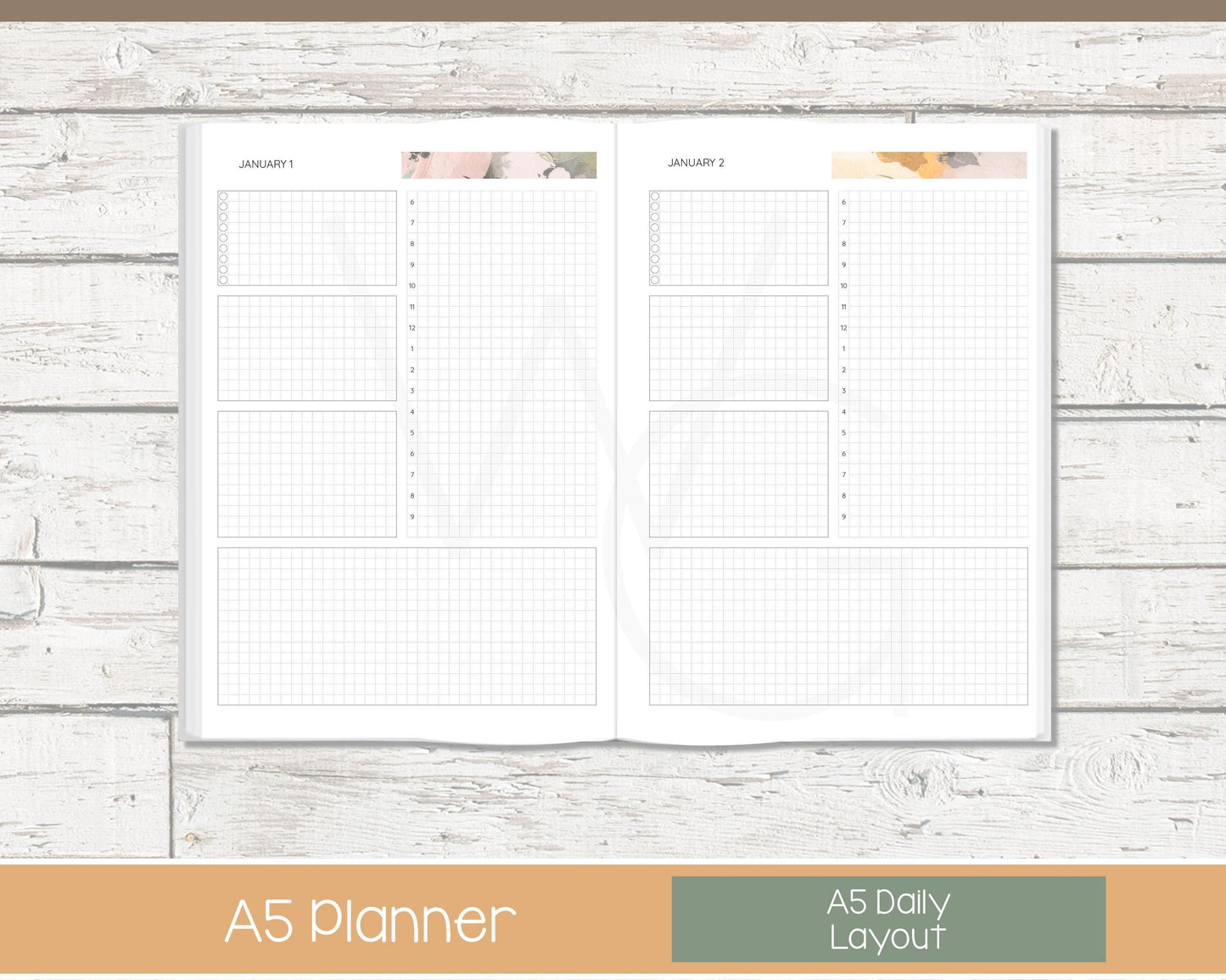 Personalized Day Planner | Day Planner | Grid Layout | Bloom
