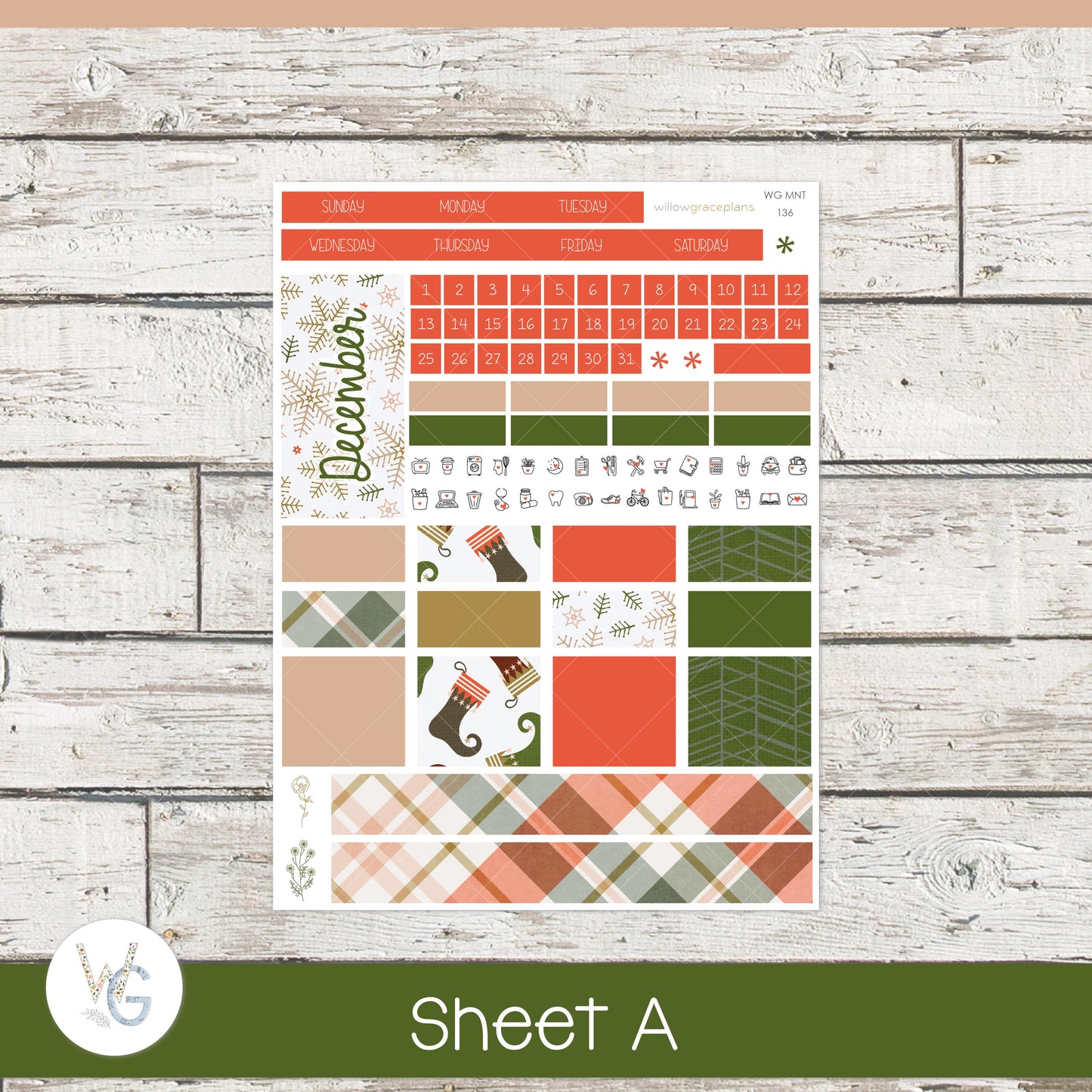 Willow Grace Planner Stickers - Monthly Planner Stickers | WGM-136