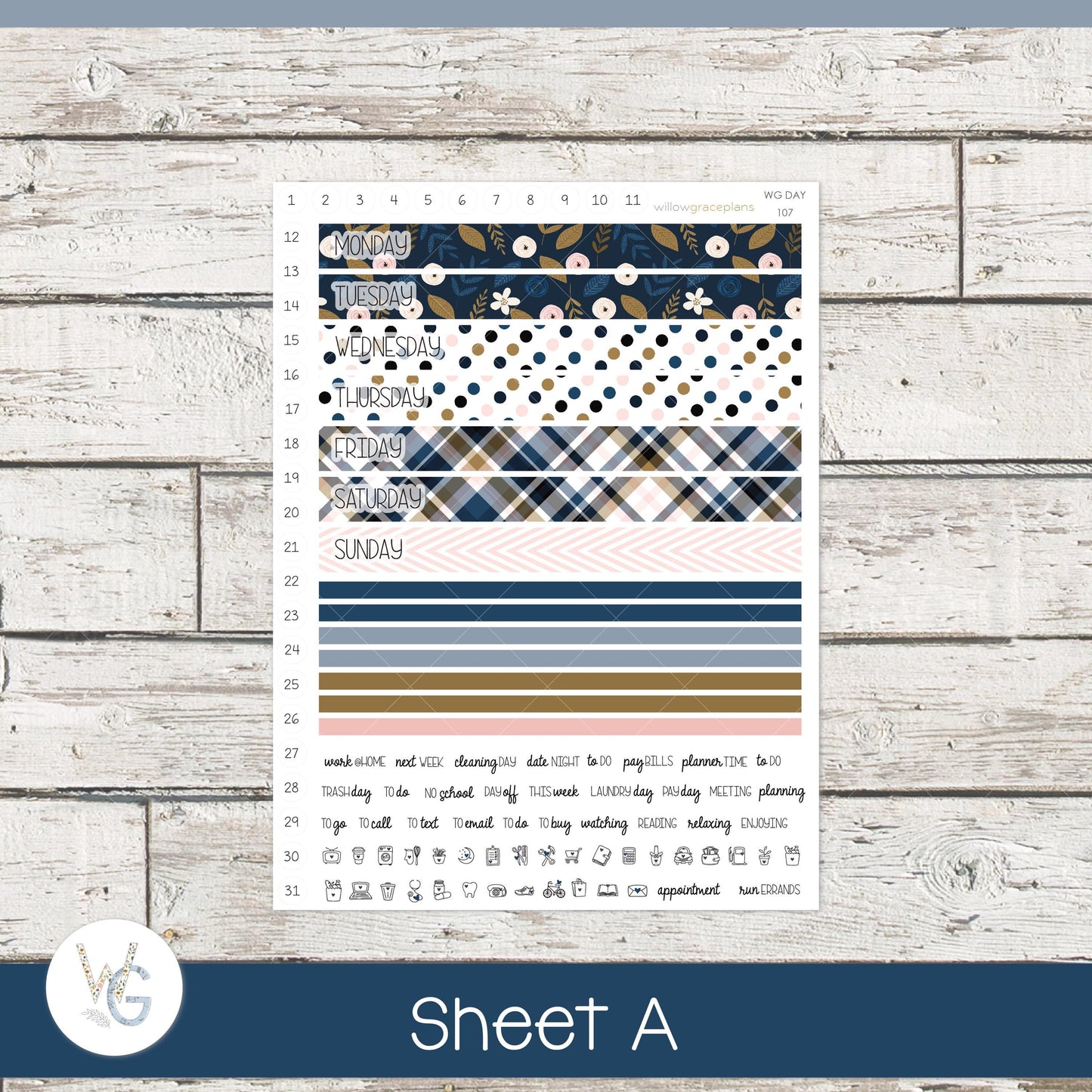 Willow Grace Planner Stickers - Daily Planner Stickers | WGD-107