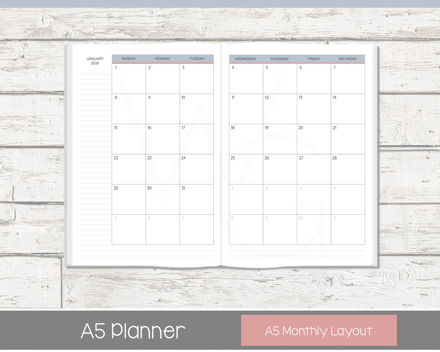 Weekly Personalized Planner | Vertical Weekly Planner | Lined Layout | Vintage Blues