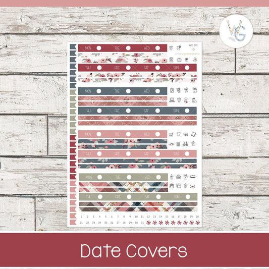 Date Covers - Planner Stickers - Willow Grace Planner Stickers | DC-101