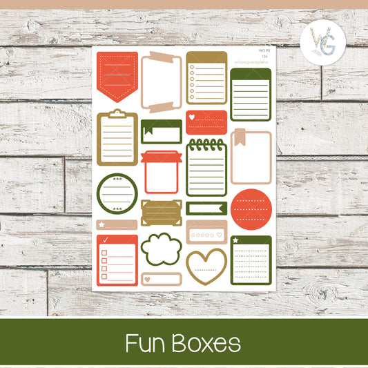 Fun Boxes - Planner Stickers - Willow Grace Planner Stickers | B-136