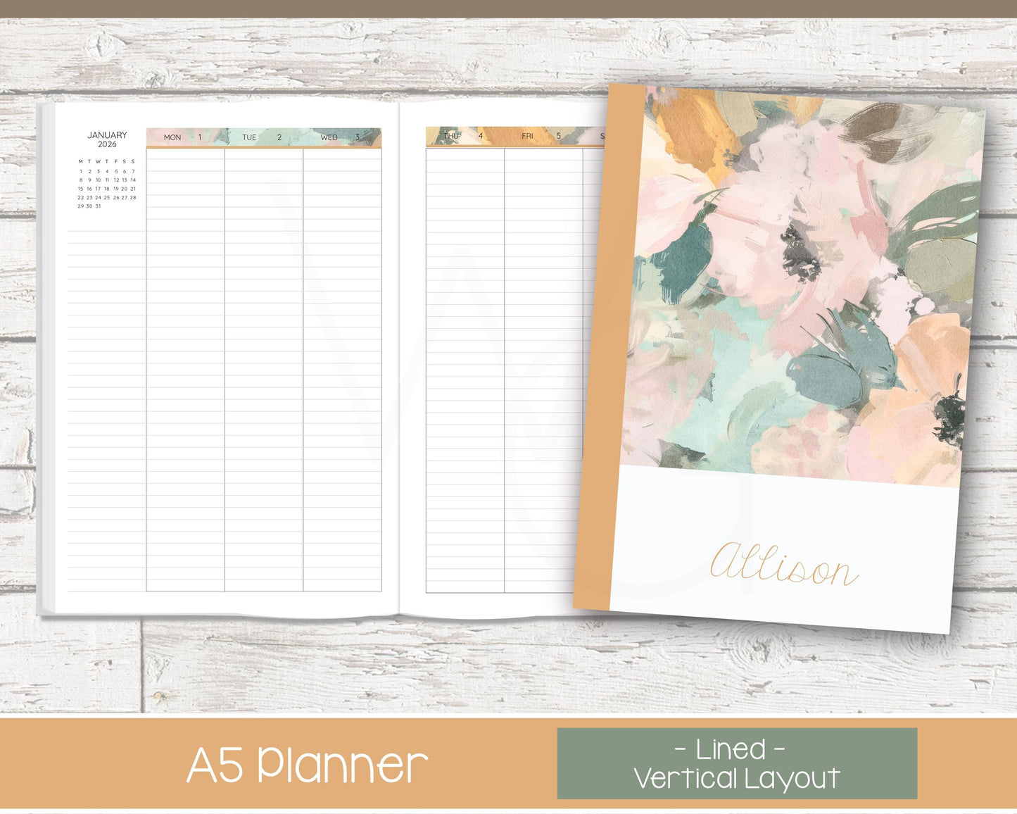 Weekly Personalized Planner | Vertical Weekly Planner | Lined Layout | Bloom