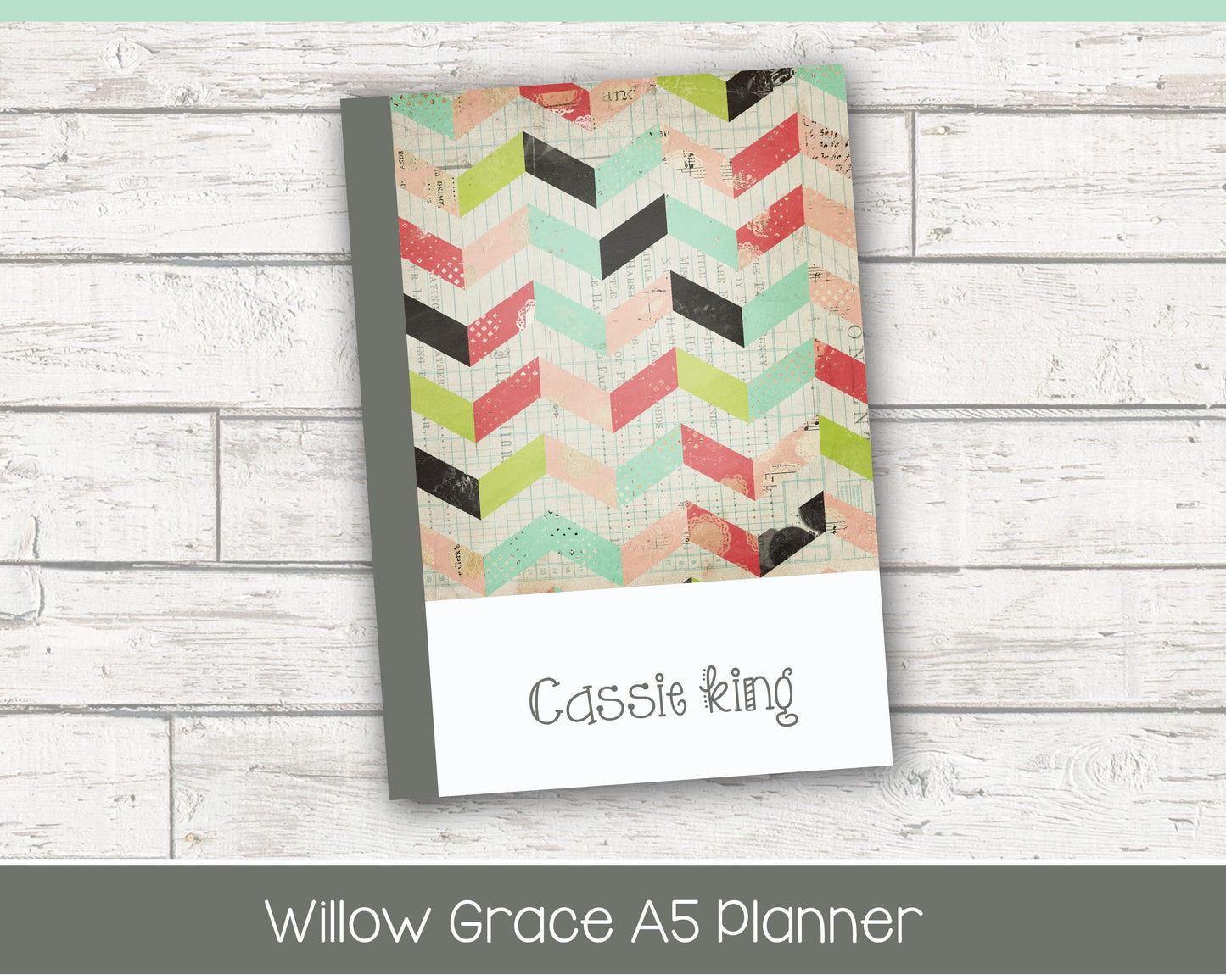 Personalized Day Planner | Day Planner | Lined Layout | Shabby Chevron