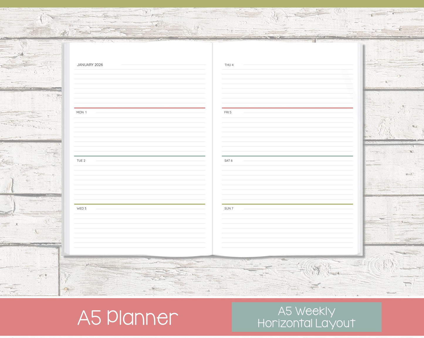 Weekly Personalized Planner | Horizontal Weekly Planner | Lined Layout | Shine On