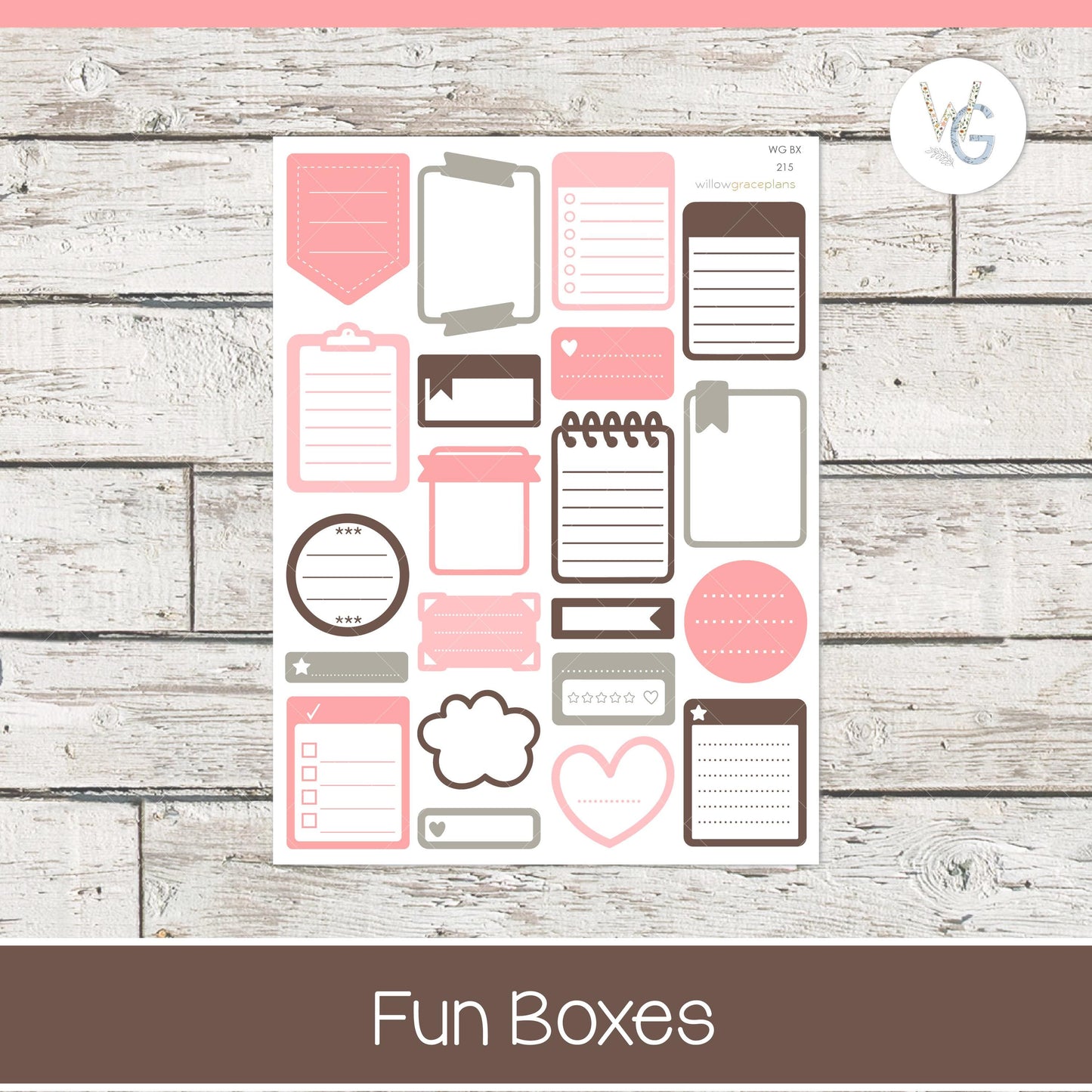 Fun Boxes - Planner Stickers - Willow Grace Planner Stickers | B-215