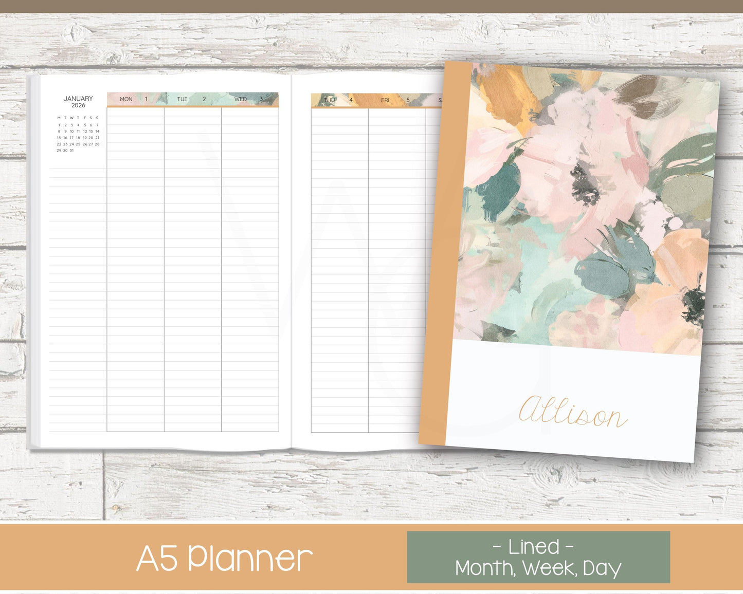 Complete Vertical Planner | Month, Week, Day Planner | Lined Layout | Bloom