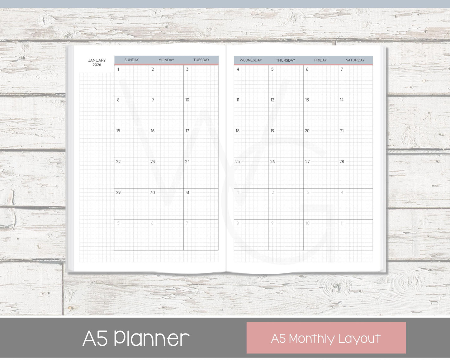 Weekly Personalized Planner | Vertical Weekly Planner | Grid Layout | Vintage Blues