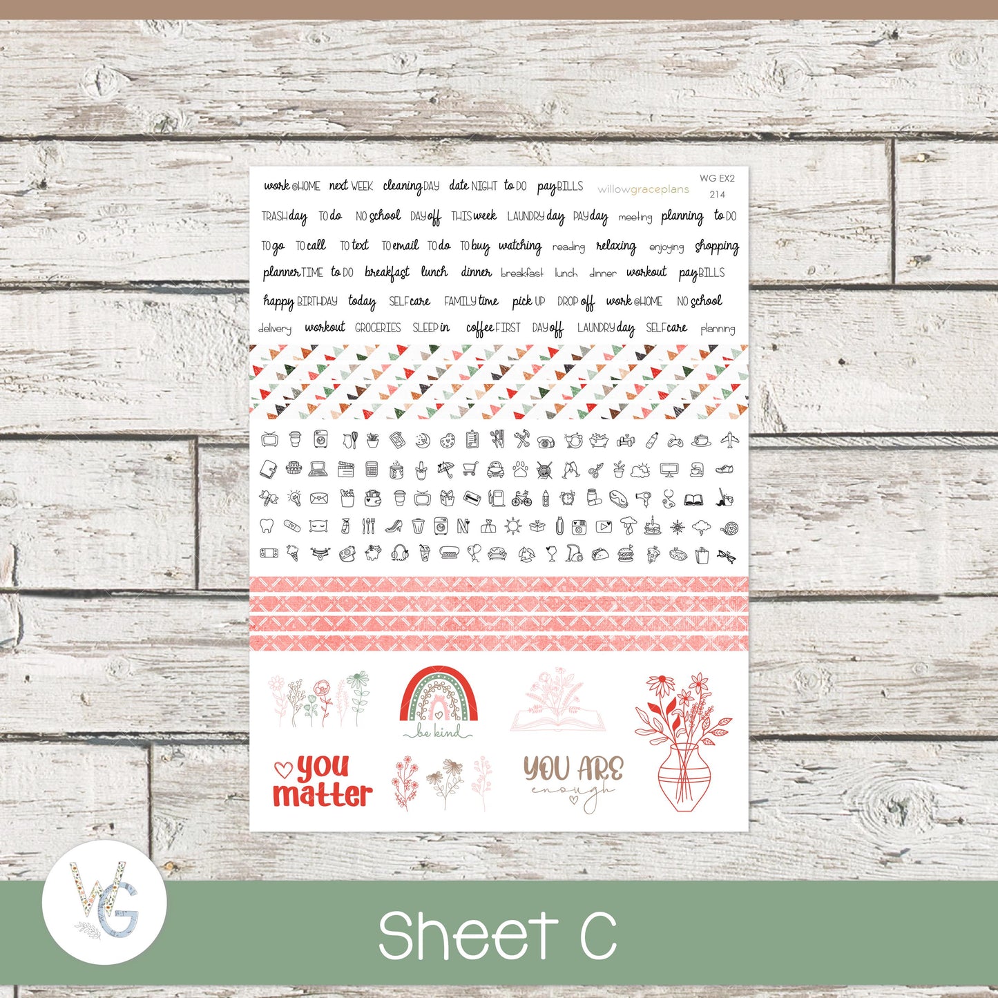 Willow Grace Planner Stickers - Weekly Planner Stickers | WGW-214
