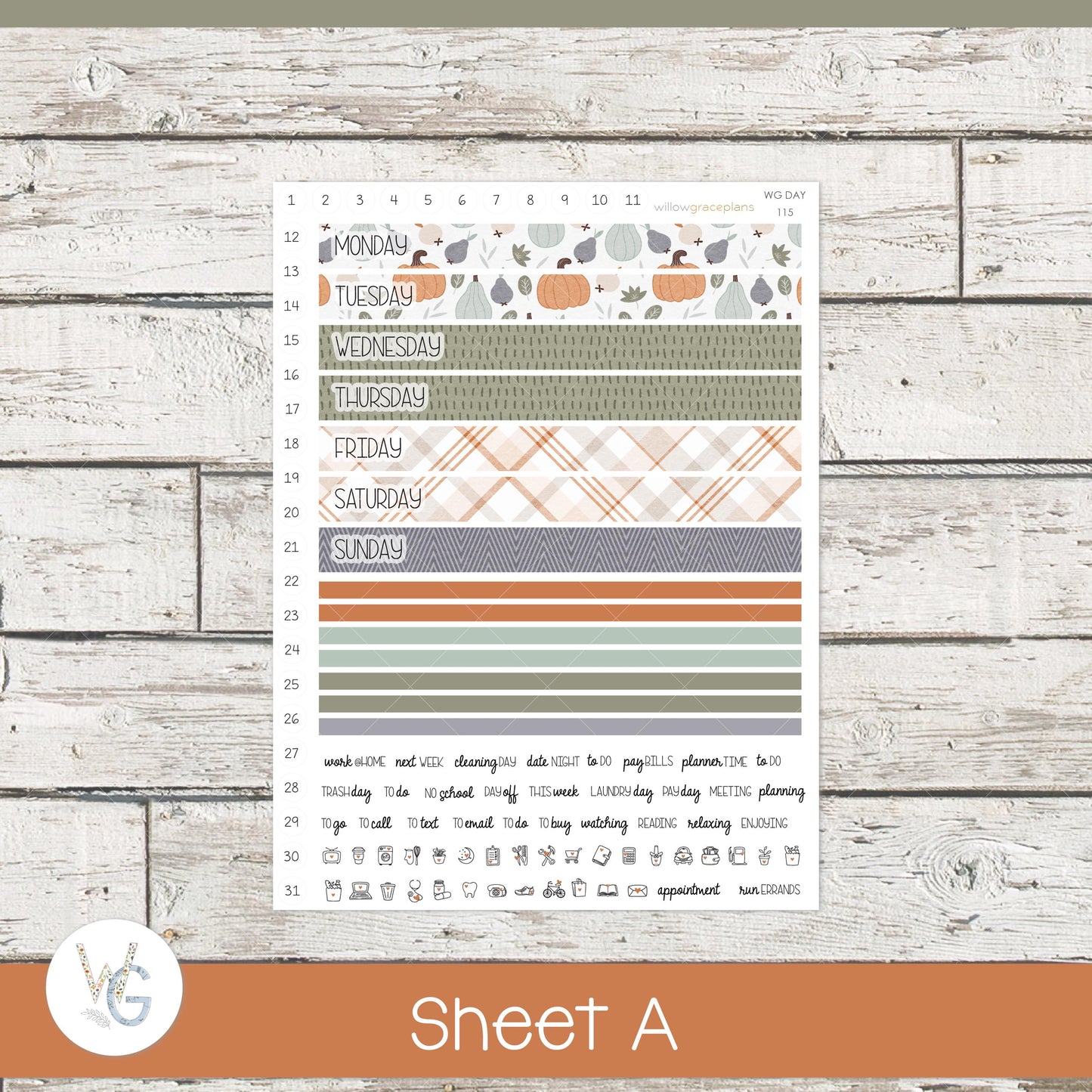 Willow Grace Planner Stickers - Daily Planner Stickers | WGD-115