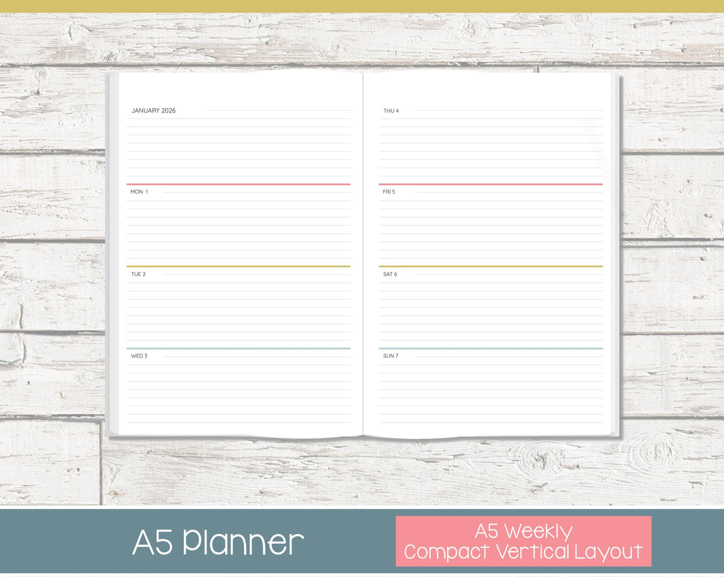 Weekly Personalized Planner | Horizontal Weekly Planner | Lined Layout | Chevron Rainbow