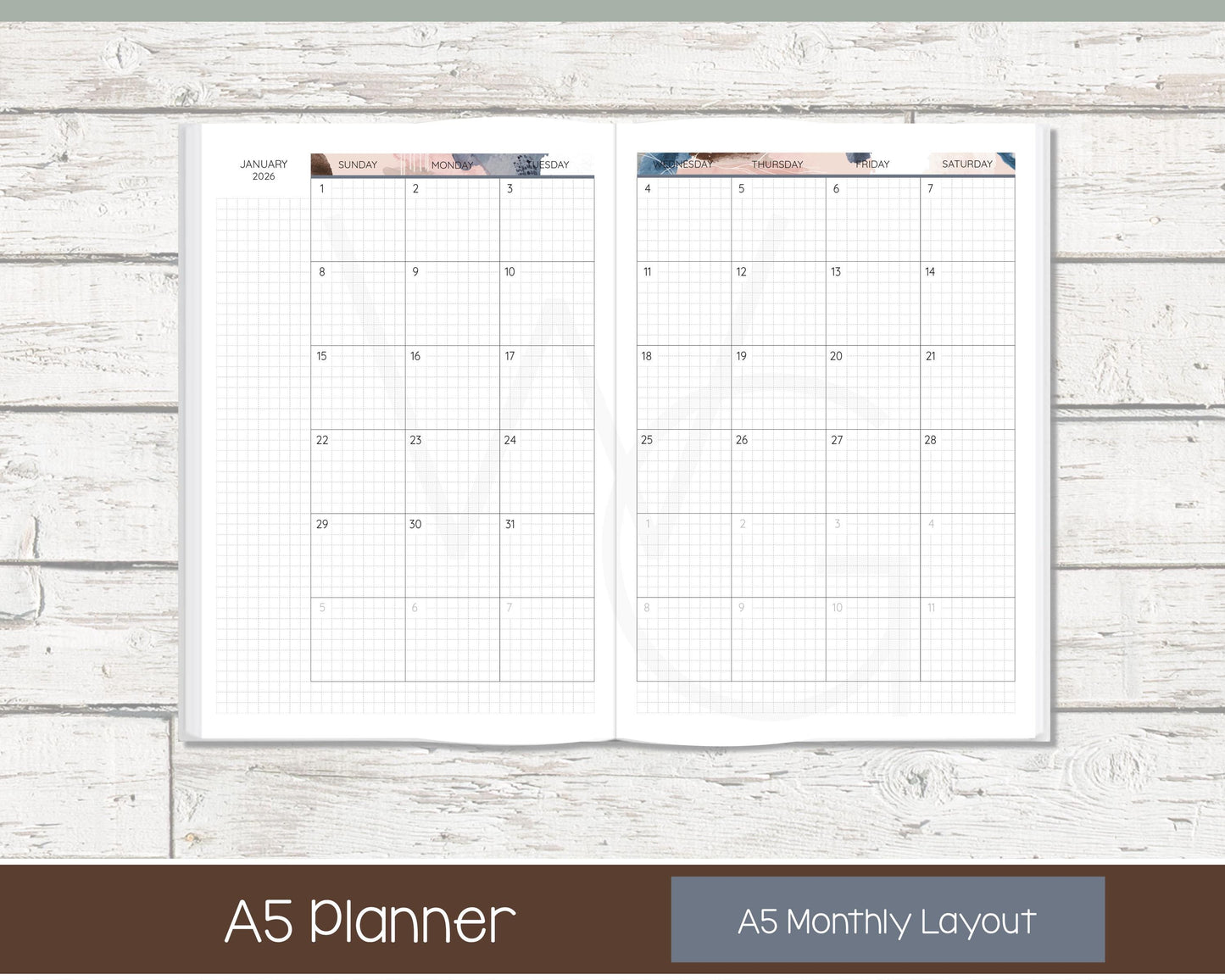 Weekly Personalized Planner | Productivity Weekly Planner | Grid Layout | Blush & Ink